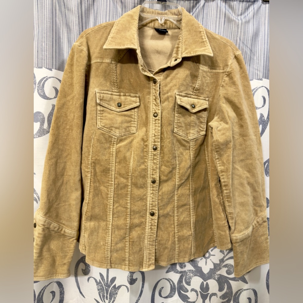 Tribal Women's Tan Western Corduroy Snap Front Workcore Utility Jacket Size XL